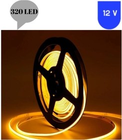 Resim 12 Volt 8 Mm 320 Ledli Esnek Cob Şerit Sarı Amber İç Mekan 5 Metre 