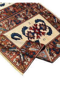 Resim El Dokuma İmzalı Çanakkale Dobag Halısı 102x147 Kök Boya %100 Yün Halı Kiremit 