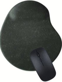Resim usin Siyah Kum Desen Bilek Destekli Mouse Pad + Kablosuz Wireless Mouse Notebook PC Windows Uyumlu Mause 