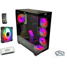 Resim Aztech AZT101 B 5 X RGB Fan Akvaryum ATX Oyuncu Bilgisayar Kasası 