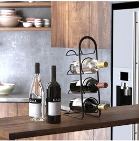 Resim Teknotel Mg024 Siyah Metal 4'lü Şaraplık Şişelik ve Yağlık 