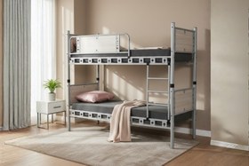 Resim Argimo Elegan Genç Çocuk Odası Ahşap Başlıklı Metal Ranza ve Karyola - 90x190 / Cappuccino 