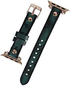Resim Bouletta Apple Watch Deri Kordon Vintage Ferro RoseGold Troklu V6SEF Yeşil 