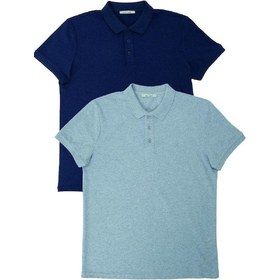 Resim Erkek 2li Polo Yaka T-shirt Gri-lacivert Lacivert 