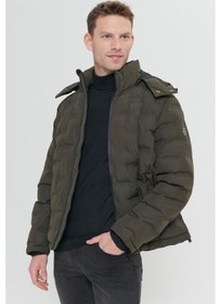 Resim Ac&Co / Altınyıldız Classics Erkek Standart Fit Normal Kesim Kapüşonlu Desenli Mont - Haki 