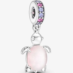 Resim Murano Camı Pembe Deniz Kaplumbağası Sallantılı Charm 