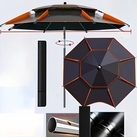 Resim Ekstra Büyük 12 Kollu Balıkçılık Şemsiyesi, Siyah & Turuncu, 200.0 cm Çapında Siyah Çerçeve ve Tente ile, Taşınabilir Saklama Çantası Dahil – Plajlar, Kamp, Piknikler ve Açık Hava Kullanımı İçin Mükemmel 