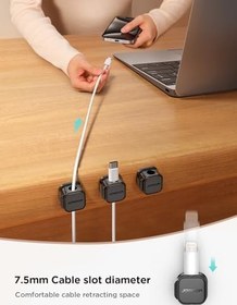 Resim JOYROOM 6'lı Paket Manyetik Kablo Klipsi [Kablo Pürüzsüz Ayarlanabilir] Kordon Tutucu, Masa Altı Kablo Yönetimi, Yapışkanlı Tel Tutucu Koruyucu Düzenleyici, Ev Ofis Masası Telefon Araba Duvarı 