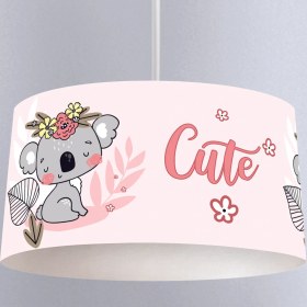 Resim instababyrooms Pembe Tatlı Koala Desenli Çocuk Odası Dijital Baskılı Sarkıt Avize 