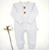 Resim bebekstar Bebek Star Iki Düğmeli Mavi Erkek Bebek Tulumu %100 Cotton 