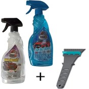 Resim sogex Oto Cam Buz Çözücü Sprey (500ml) + Araç Buğu Önleyici (500ml) + Araba Buz Kazıyıcı Oto 3’lü Kış Set 