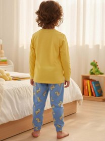 Resim aden kids %100 pamuk çocuk uzun kollu ince pijama takımı 
