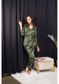 Resim Bebekokusu Rahat Ve Şık Kadın Pijama - Yeşil Yeşil 