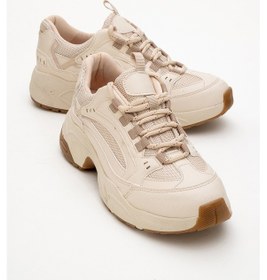 Resim Letty Bej Baskı Fileli Kadın Spor Ayakkabı Bej 