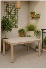 Resim Yonga Tekstil Rattan 90X150 Camsız Balkon Teras ve Bahçe Masası Dış Mekan 