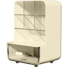 Resim Ganzhoushop Öğrenciler İçin Birkaç Katmanlı Eğimli Kalemlikli Verimli Depolama Rafı Büyük Kapasiteli Masaüstü Kırtasiye Standı Beyazkrem Rengi 