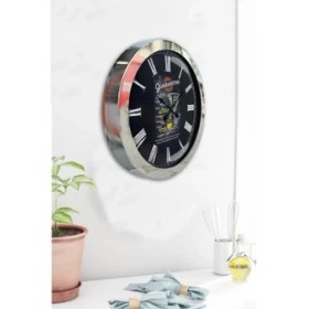 Resim Bahat Krom Çerçeveli Salon Ofis Duvar Saati 36 cm 