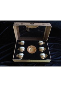 Resim Acr Sunum Metal Porselen Fincan Takımı - Beyaz Gold 