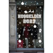 Resim Ne Verelim Size Hoşgeldin 2023 Yılbaşı Happy New Year Sticker Çıkartma Süsü Yeni Yıl Parti Cam Noel Ağacı Kar Tanesi 