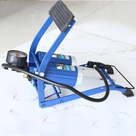 Resim Badem10 Ayak Tipi Hava Pompası Göstergeli Çift Hava Depolu Teker Araç Bisiklet Top Pompası 