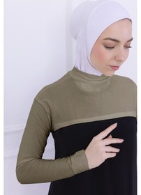 Resim Loggia Balıkçı Yaka Boyunluklu Kolluk Açık Yeşil - Likralı Dik Yakalı Kadın Body Tesettür Crop Bolero Açık Yeşil 