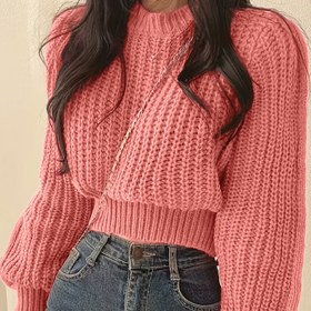 Resim Kadınlar İçin Şık Kazak - Pastel Pembe Uzun Kesim, Yumuşak ve Saydam Olmayan Sonbahar/Kışlık Günlük & Resmi Kıyafetler için Elde Yıkanabilir Örgü, Rahat Kumaşlı Uzun Kollu Üst, Ofis Giyimi 