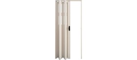 Resim Faran Dekorasyon 130 x 215 Beyaz Renk Camlı Pvc Akordiyon Katlanır Kapı - Frnakmodel-58 