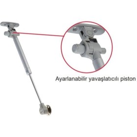 Resim EYM 80 N Frenli Yavaş Kapanan Gazlı Amortisör Piston Kalkar Kapak Için Gri 
