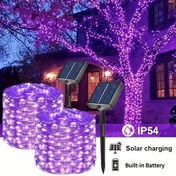 Resim Li-ion Bakır Tel Güneş Enerjili LED Peri Işıkları, 32.0m 300 LED Su Geçirmez Bahçe Dekorasyon Işıklı Süsleme - Noel Ağacı, Çim ve Ev Dekoru için Güneş Sensörlü Kontrollü 