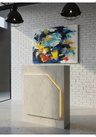 Resim Resital Ledli Karşılama Bankosu G-90 Cm Ofis Kasa Resepsiyon Masası Banko-002-8-8 