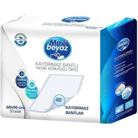 Resim Mavi Beyaz Kaydırmaz Köpek Çiş Pedi 3 x 30'lu 60 x 90 CM 