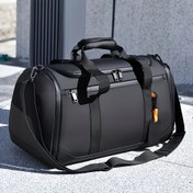 Resim Büyük Kapasiteli Seyahat Çantası - Çoklu Bölümler, Dayanıklı Polyester, Fitness, Açık Hava Maceraları ve Hafta Sonu Tatilleri için Şık Siyah Tasarım ile Geniş Unisex Spor ve Spor Çantası 