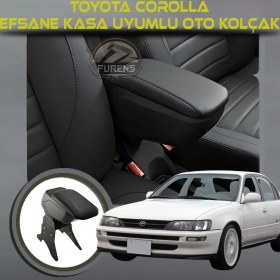 Resim Toyota Corolla Efsane Kasa Uyumlu Kol Dayama ve Kolçak Sürgülü Bardaklıklı Ayarlanabilir Siyah Deri 