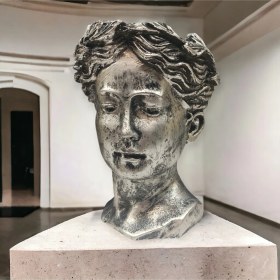 Resim Dekoratif Polyester Tekli Helen Saksı Vazo Gümüş Eskitme 