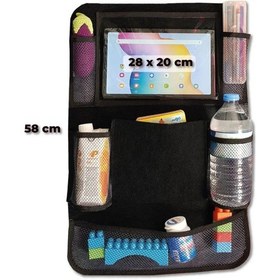 Resim Tablet Tutuculu Araba Koltuk Arkası Organizer İpad & Tablet Uyumlu Araç İçi Düzenleyici 