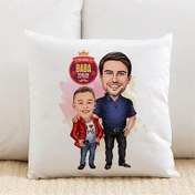 Resim Harika Baba ve Oğlu Karikatürlü Yastık 