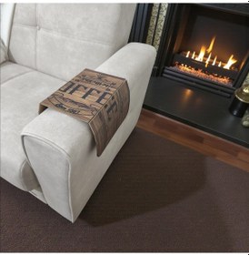 Resim Desenli Katlanabilir Koltuk Yanı Sehpası 2li Coffee Desen Kahverengi 