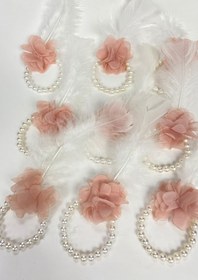 Resim Hobigram Pudra Incili Tüylü Nedime Bilekliği 10 Adet – Kına Eğlence Aksesuarı, Şık Tasarım, Kadın Aksesuarı 