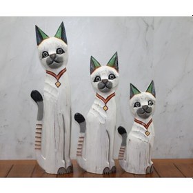 Resim 9001642259680drvs - Ahşap 3'lü Kedi Seti 50 Cm 