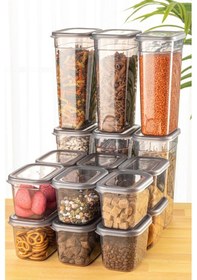 Resim Vienev Peggy Etiketli Dikdörtgen Saklama Kabı Seti 6x 1900 ML 12x 800 ML 18'li 