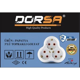 Resim Dorsa PAPATYA 3'LÜ GOLYAT SIVA ÜSTÜ PRİZ BEYAZ 