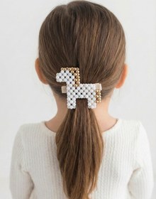 Resim Beyaz & Gold El Yapımı Sallanan At Boncuk Otomatik Toka 