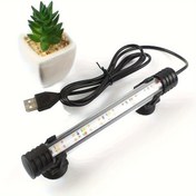 Resim Balık tankı dalış ışığı, USB düşük voltajlı çift sıra akvaryum aydınlatma ışığı, akvaryum dekorasyonu ve aydınlatması için uygun 