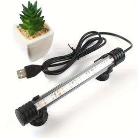 Resim Balık tankı dalış ışığı, USB düşük voltajlı çift sıra akvaryum aydınlatma ışığı, akvaryum dekorasyonu ve aydınlatması için uygun 