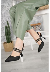 Resim Nesilshoes Nesil Shoes Fls 660 Siyah Hasır 9cm Topuklu Kadın Sandalet 