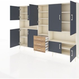 Resim Arges Dolap 13 Raflı 3 Çekmeceli 9 Kapaklı 220x30x163 Aytaşı-antrasit/çam Antrasıt/atlas Çam - Aytası 