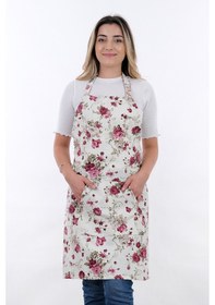 Resim Motif Ayarlanabilir Askılı Şef Önlüğü Chef Mutfak Önlüğü Kırmızı Gül 