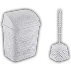 Resim Karokstore Katre Çöp Kovası ve Klozet Fırçası Beyaz 