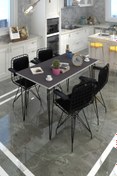 Resim Kenzlife Knsz Masa Sandalye Takımı Hem75mazlum Grisyh 130*070 Klçsm 4 Sandalye Syhsyh Kolçaklı Sırt Minderli 