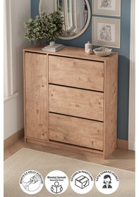 Resim Düşer Kapak Ayakkabılık 4 Kapaklı 6 Bölmeli Kayar Raflı Ayakkabılık Gizem Çam Çam 